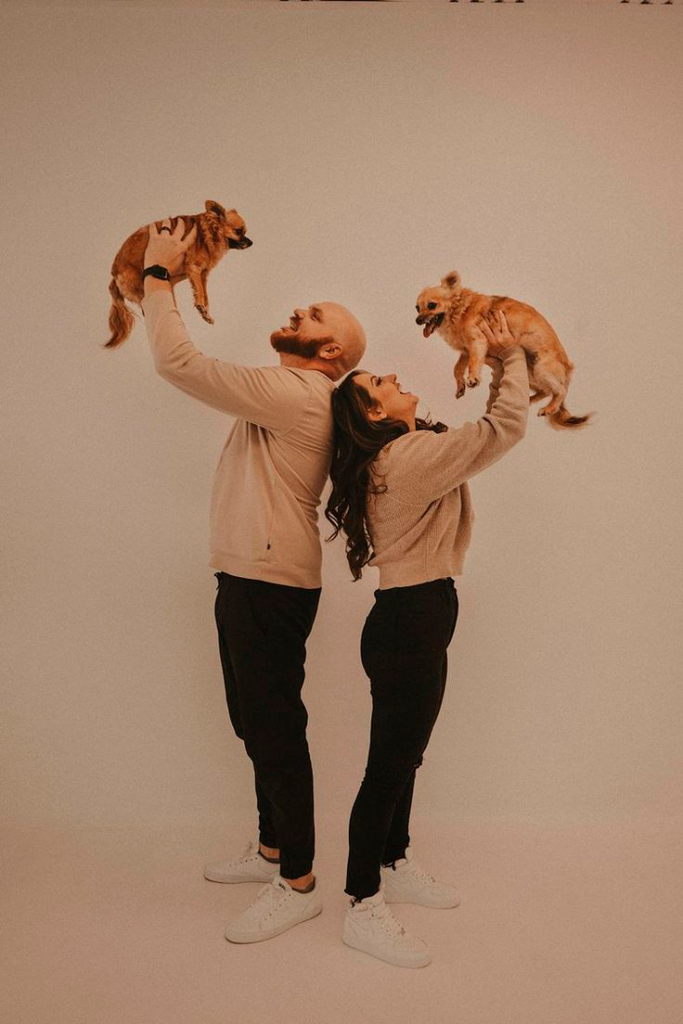 Dog photoshoot with a couple
