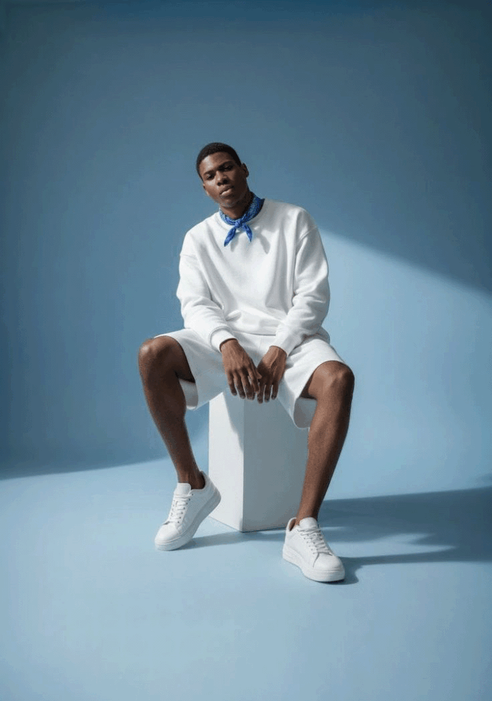 How to pose for men-Blue backgroud